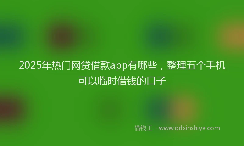 2025年热门网贷借款app有哪些，整理五个手机可以临时借钱的口子