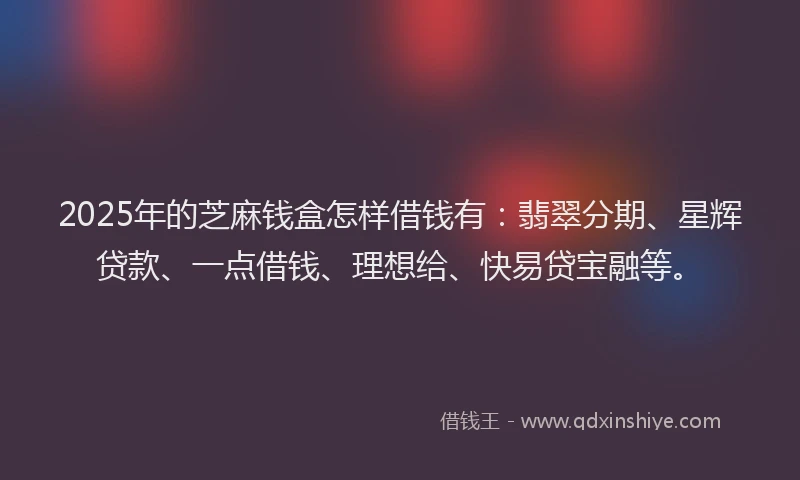 2025年的芝麻钱盒怎样借钱有：翡翠分期、星辉贷款、一点借钱、理想给、快易贷宝融等。