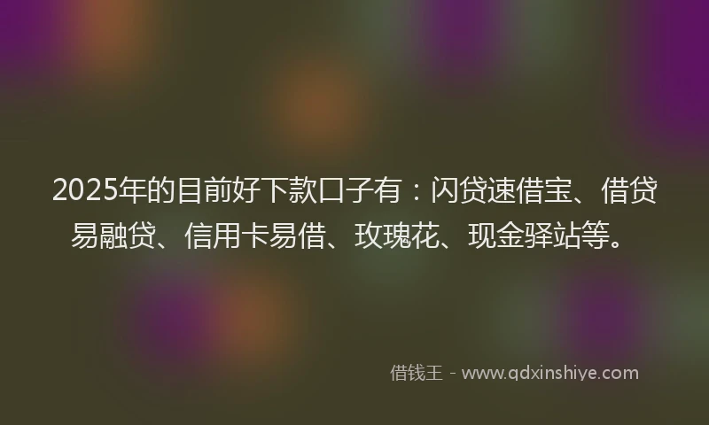 2025年的目前好下款口子有：闪贷速借宝、借贷易融贷、信用卡易借、玫瑰花、现金驿站等。