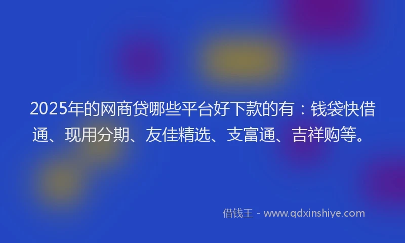 2025年的网商贷哪些平台好下款的有：钱袋快借通、现用分期、友佳精选、支富通、吉祥购等。
