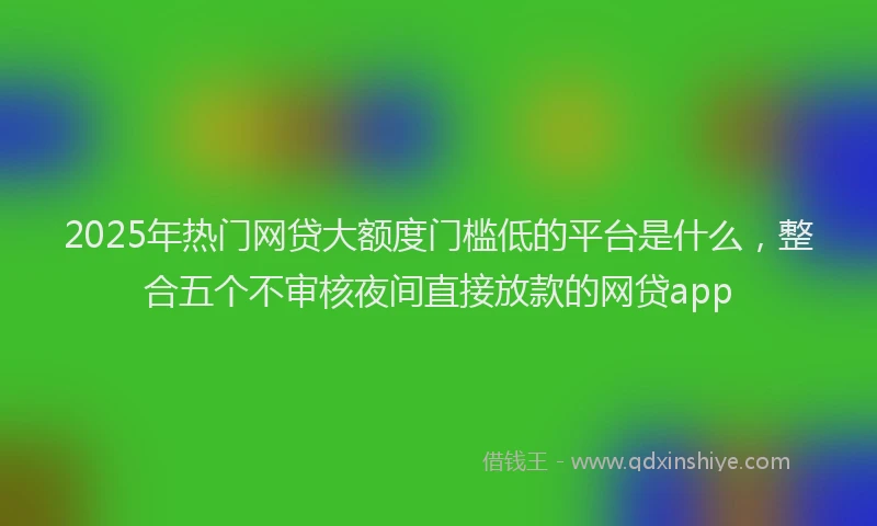 2025年热门网贷大额度门槛低的平台是什么，整合五个不审核夜间直接放款的网贷app