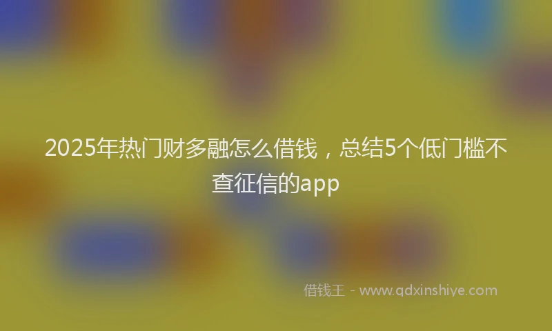 2025年热门财多融怎么借钱，总结5个低门槛不查征信的app
