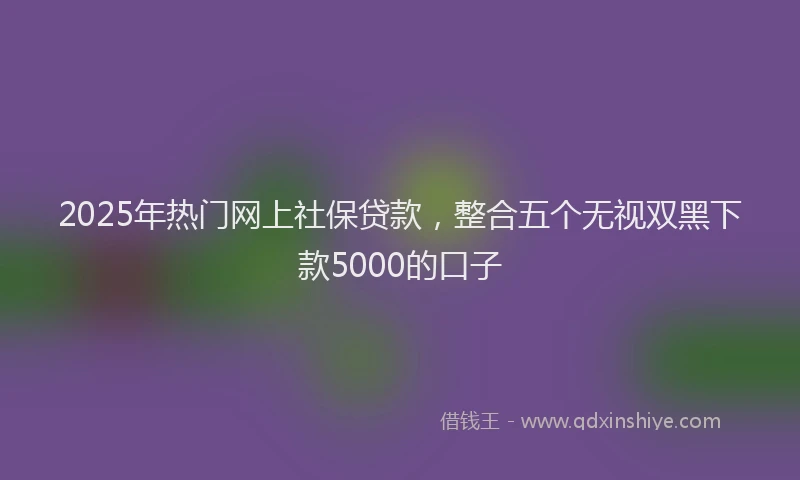 2025年热门网上社保贷款，整合五个无视双黑下款5000的口子