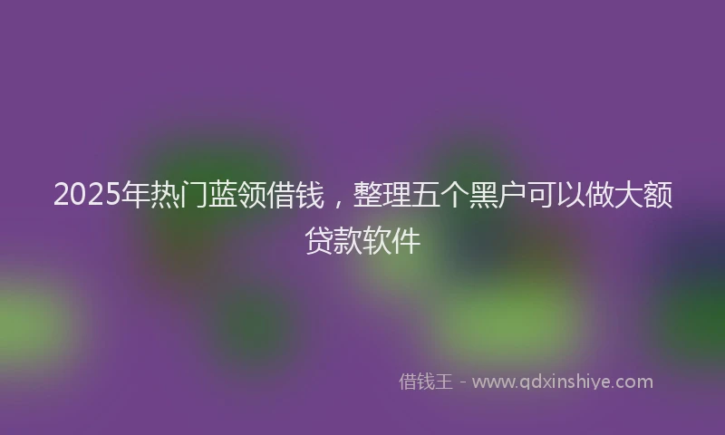2025年热门蓝领借钱，整理五个黑户可以做大额贷款软件