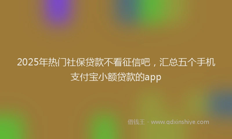 2025年热门社保贷款不看征信吧，汇总五个手机支付宝小额贷款的app