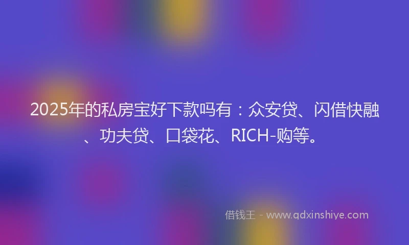 2025年的私房宝好下款吗有：众安贷、闪借快融、功夫贷、口袋花、RICH-购等。