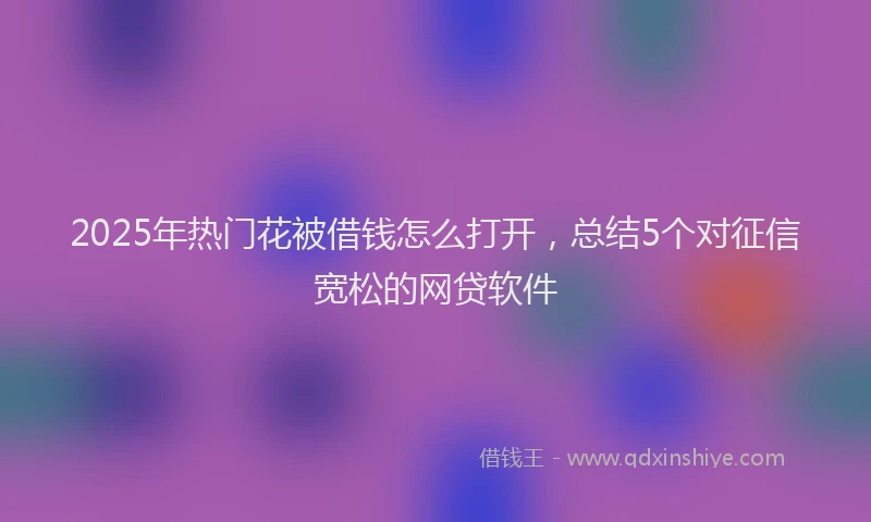 2025年热门花被借钱怎么打开，总结5个对征信宽松的网贷软件