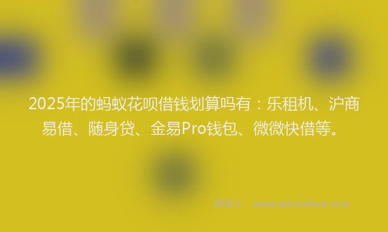 2025年的蚂蚁花呗借钱划算吗有：乐租机、沪商易借、随身贷、金易Pro钱包、微微快借等。