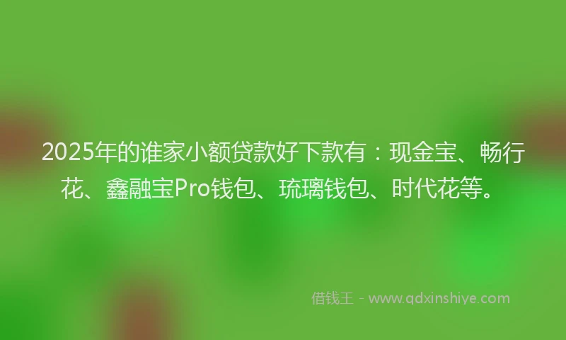 2025年的谁家小额贷款好下款有：现金宝、畅行花、鑫融宝Pro钱包、琉璃钱包、时代花等。
