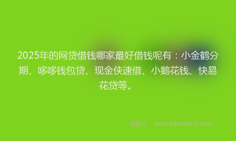 2025年的网贷借钱哪家最好借钱呢有：小金鹤分期、哆哆钱包贷、现金侠速借、小鹅花钱、快易花贷等。