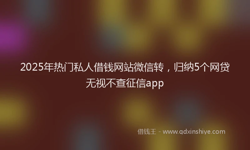 2025年热门私人借钱网站微信转，归纳5个网贷无视不查征信app