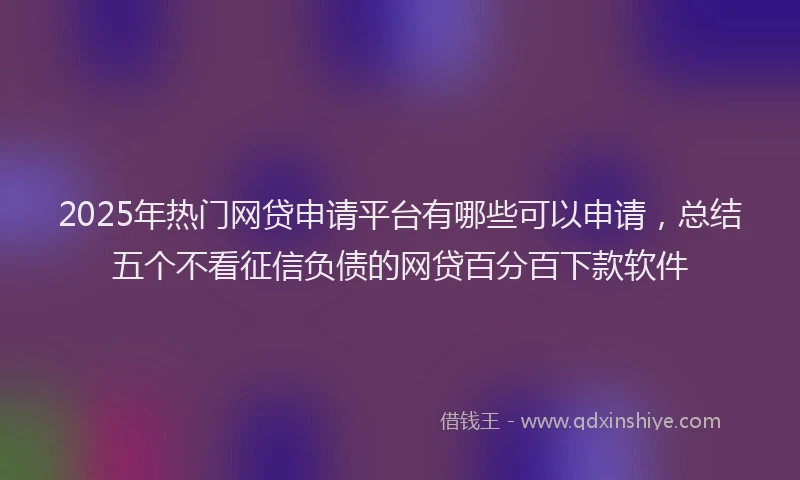 2025年热门网贷申请平台有哪些可以申请，总结五个不看征信负债的网贷百分百下款软件