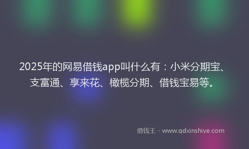 2025年的网易借钱app叫什么有：小米分期宝、支富通、享来花、橄榄分期、借钱宝易等。
