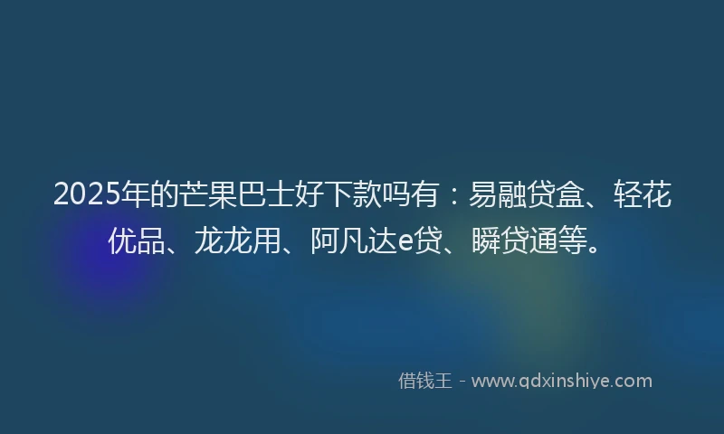 2025年的芒果巴士好下款吗有：易融贷盒、轻花优品、龙龙用、阿凡达e贷、瞬贷通等。