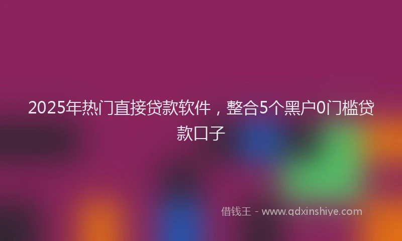 2025年热门直接贷款软件，整合5个黑户0门槛贷款口子