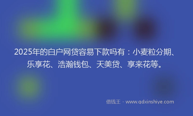 2025年的白户网贷容易下款吗有：小麦粒分期、乐享花、浩瀚钱包、天美贷、享来花等。
