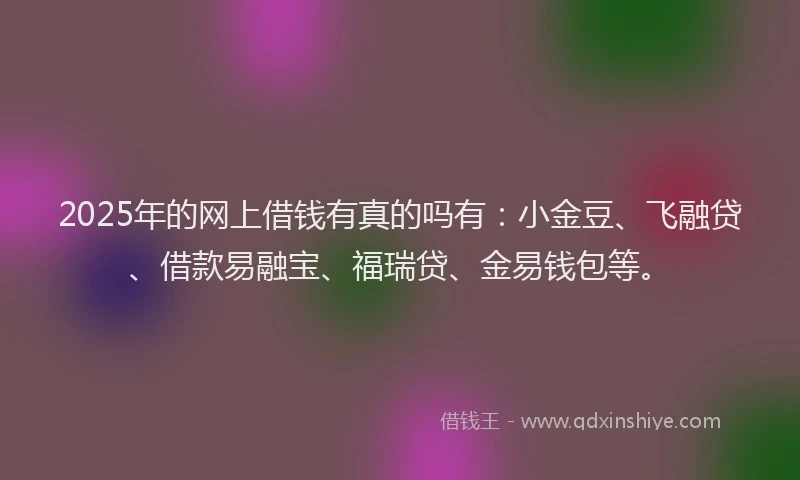 2025年的网上借钱有真的吗有：小金豆、飞融贷、借款易融宝、福瑞贷、金易钱包等。