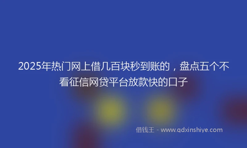 2025年热门网上借几百块秒到账的，盘点五个不看征信网贷平台放款快的口子