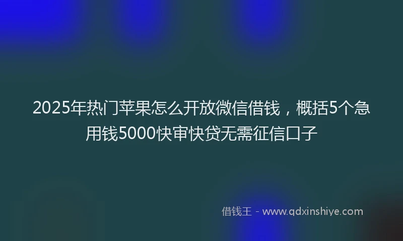 2025年热门苹果怎么开放微信借钱，概括5个急用钱5000快审快贷无需征信口子