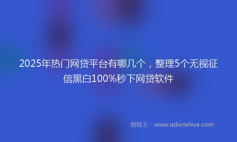 2025年热门网贷平台有哪几个，整理5个无视征信黑白100%秒下网贷软件