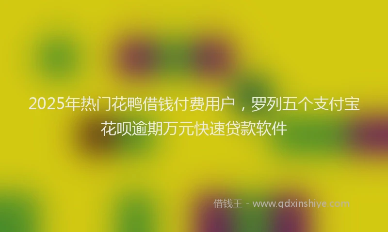 2025年热门花鸭借钱付费用户，罗列五个支付宝花呗逾期万元快速贷款软件