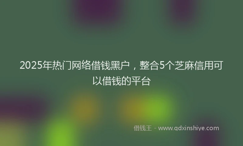 2025年热门网络借钱黑户，整合5个芝麻信用可以借钱的平台