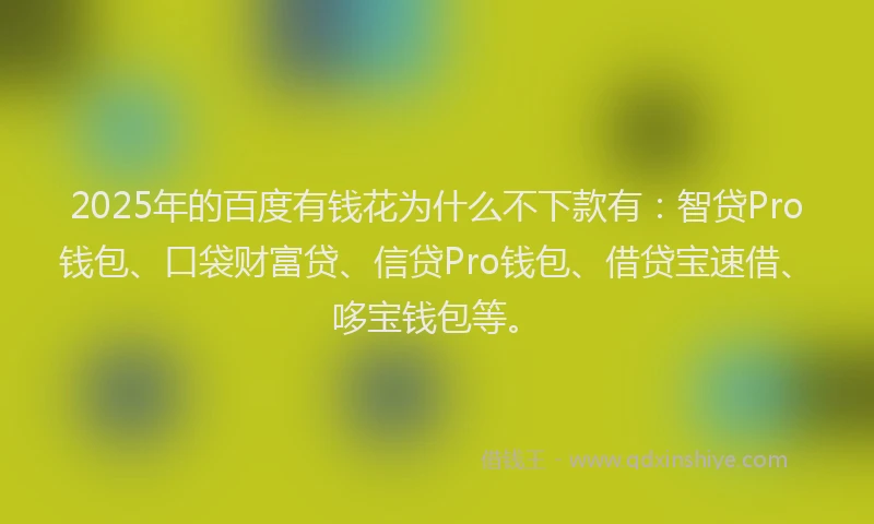 2025年的百度有钱花为什么不下款有：智贷Pro钱包、口袋财富贷、信贷Pro钱包、借贷宝速借、哆宝钱包等。