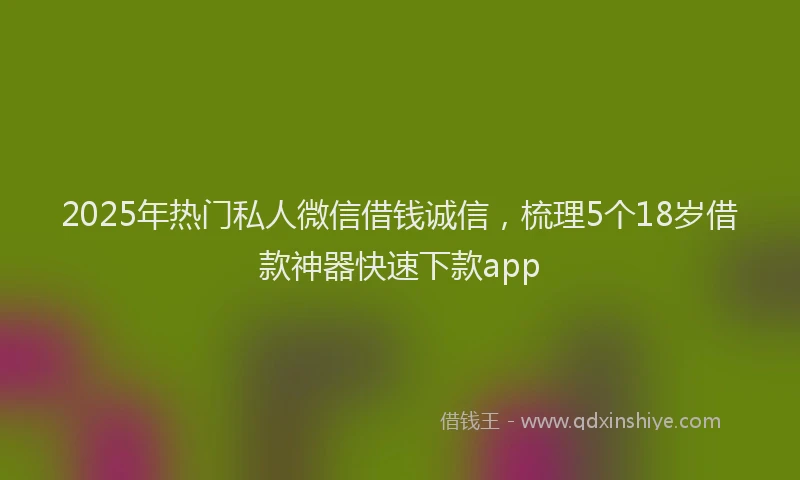 2025年热门私人微信借钱诚信，梳理5个18岁借款神器快速下款app