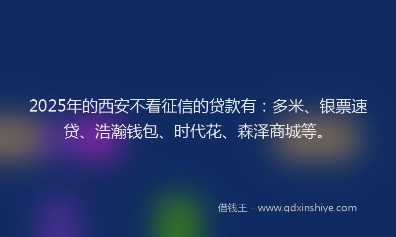 2025年的西安不看征信的贷款有：多米、银票速贷、浩瀚钱包、时代花、森泽商城等。