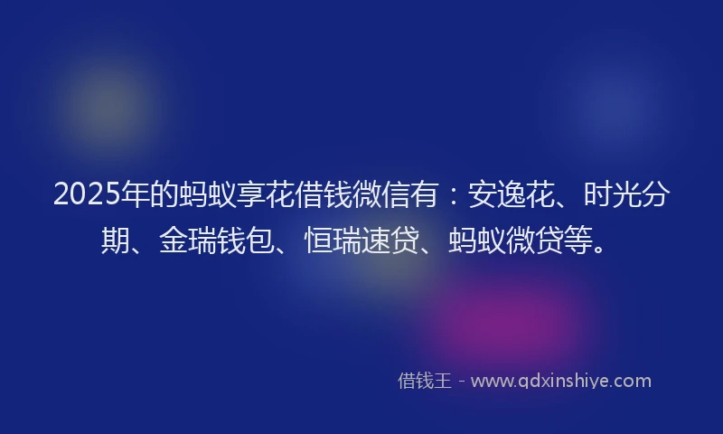 2025年的蚂蚁享花借钱微信有：安逸花、时光分期、金瑞钱包、恒瑞速贷、蚂蚁微贷等。