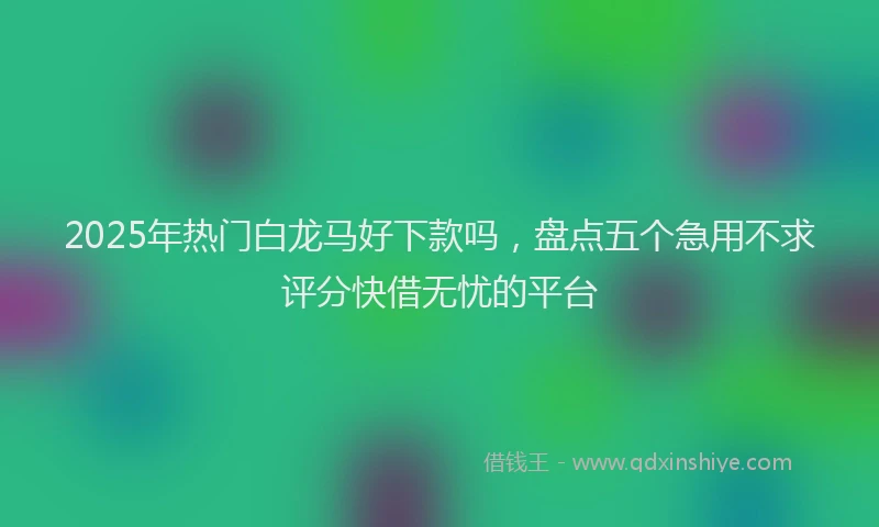 2025年热门白龙马好下款吗，盘点五个急用不求评分快借无忧的平台
