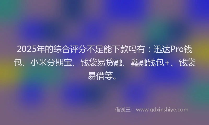 2025年的综合评分不足能下款吗有：迅达Pro钱包、小米分期宝、钱袋易贷融、鑫融钱包+、钱袋易借等。