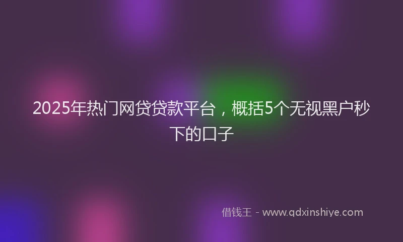 2025年热门网贷贷款平台，概括5个无视黑户秒下的口子