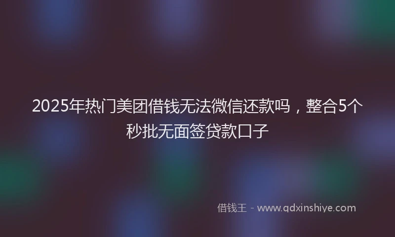 2025年热门美团借钱无法微信还款吗，整合5个秒批无面签贷款口子