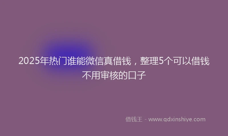 2025年热门谁能微信真借钱，整理5个可以借钱不用审核的口子