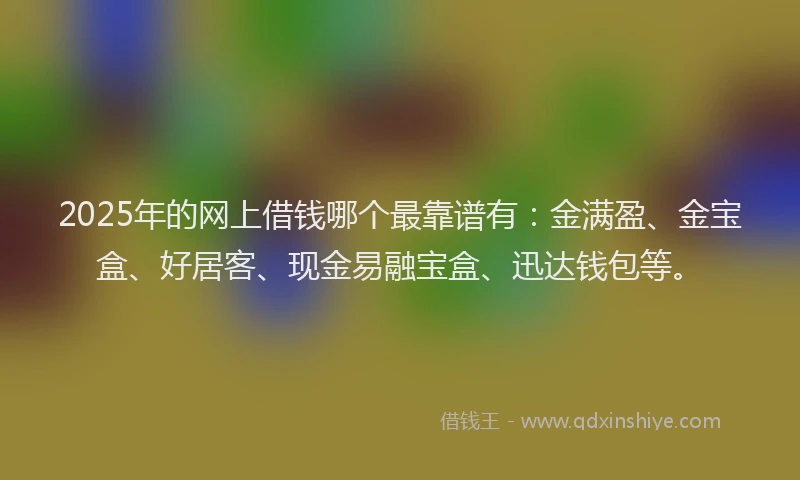 2025年的网上借钱哪个最靠谱有：金满盈、金宝盒、好居客、现金易融宝盒、迅达钱包等。