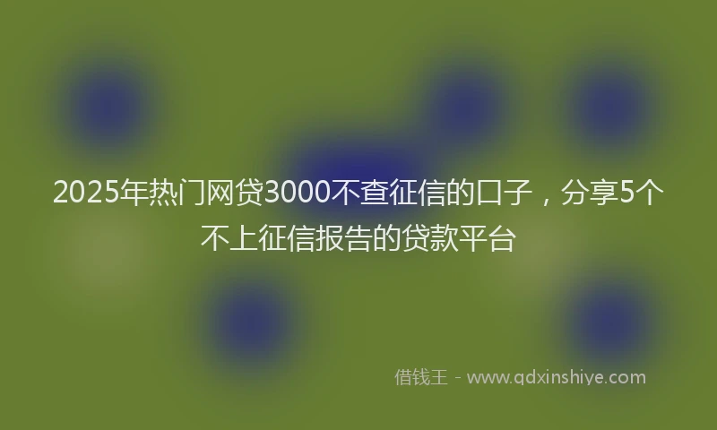 2025年热门网贷3000不查征信的口子，分享5个不上征信报告的贷款平台
