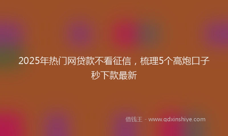 2025年热门网贷款不看征信，梳理5个高炮口子秒下款最新