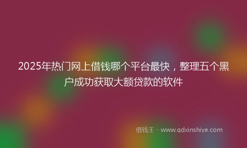 2025年热门网上借钱哪个平台最快，整理五个黑户成功获取大额贷款的软件