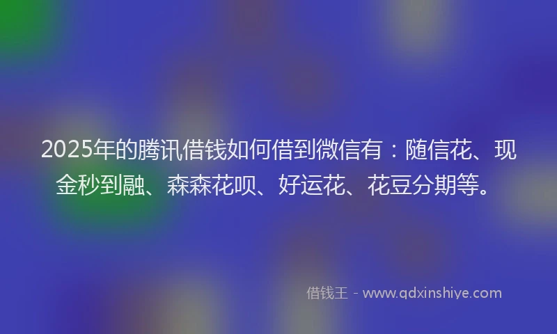 2025年的腾讯借钱如何借到微信有：随信花、现金秒到融、森森花呗、好运花、花豆分期等。
