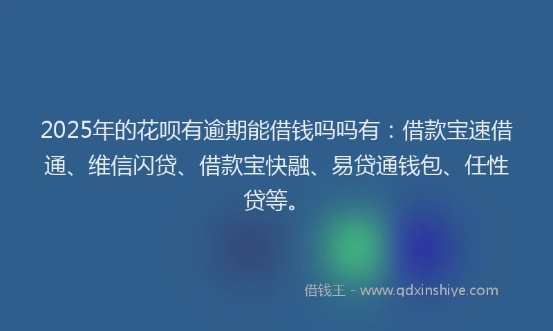 2025年的花呗有逾期能借钱吗吗有：借款宝速借通、维信闪贷、借款宝快融、易贷通钱包、任性贷等。