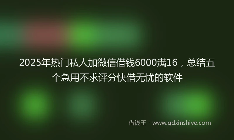 2025年热门私人加微信借钱6000满16，总结五个急用不求评分快借无忧的软件