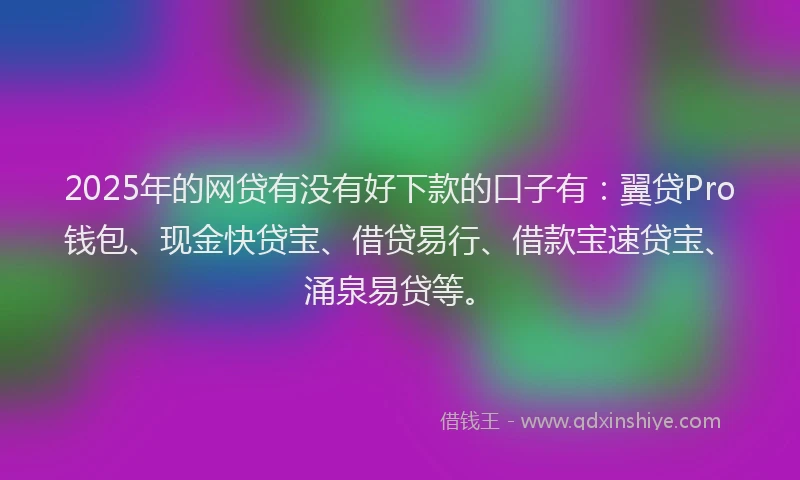 2025年的网贷有没有好下款的口子有：翼贷Pro钱包、现金快贷宝、借贷易行、借款宝速贷宝、涌泉易贷等。