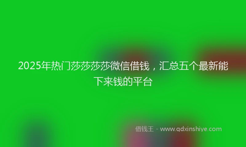 2025年热门莎莎莎莎微信借钱，汇总五个最新能下来钱的平台