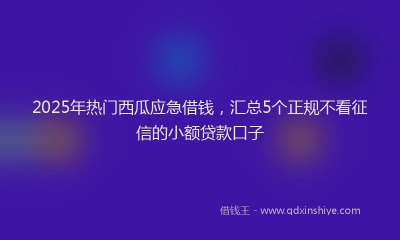 2025年热门西瓜应急借钱，汇总5个正规不看征信的小额贷款口子