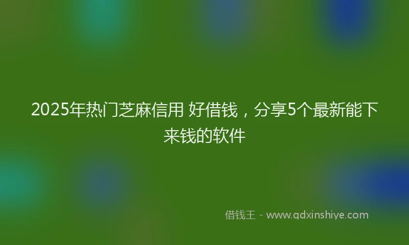 2025年热门芝麻信用 好借钱，分享5个最新能下来钱的软件