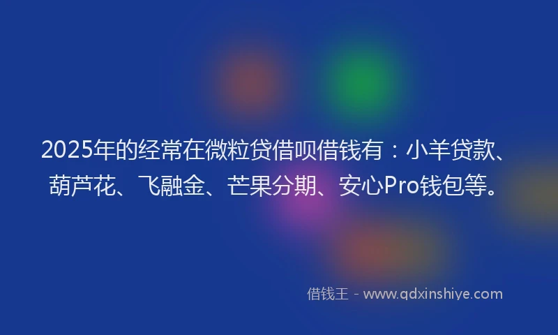 2025年的经常在微粒贷借呗借钱有：小羊贷款、葫芦花、飞融金、芒果分期、安心Pro钱包等。