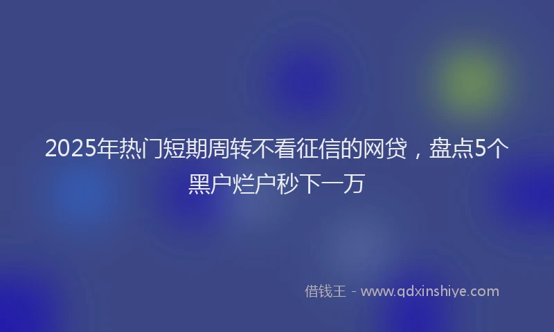 2025年热门短期周转不看征信的网贷，盘点5个黑户烂户秒下一万