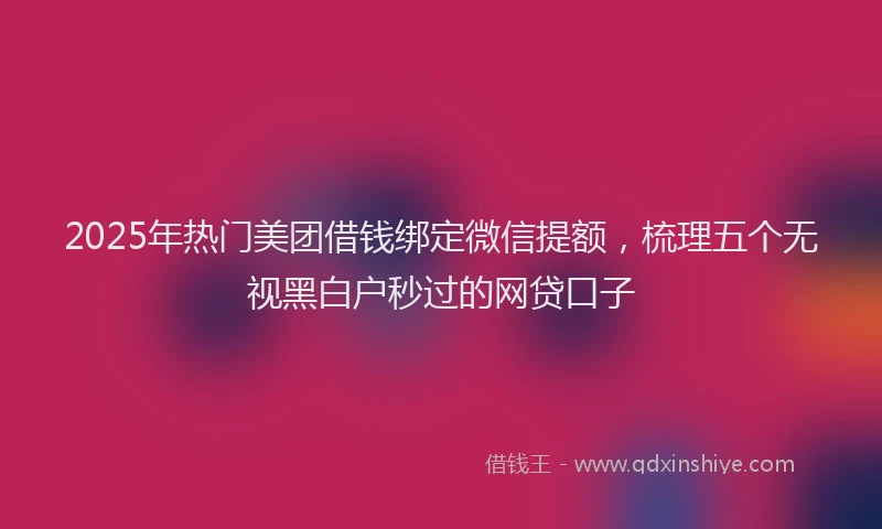2025年热门美团借钱绑定微信提额，梳理五个无视黑白户秒过的网贷口子