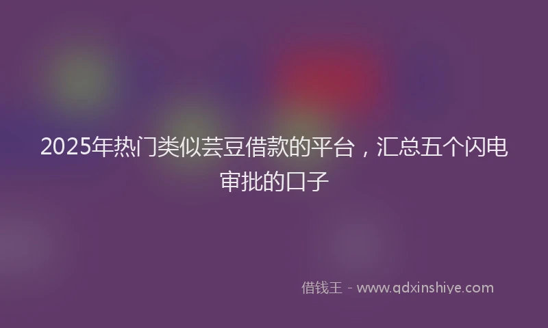 2025年热门类似芸豆借款的平台，汇总五个闪电审批的口子